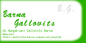 barna gallovits business card